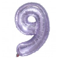 Folinis balionas-skaičius 9, alyvinis, skaidrus (82cm)