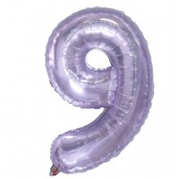 Folinis balionas-skaičius 9, alyvinis, skaidrus (86cm)