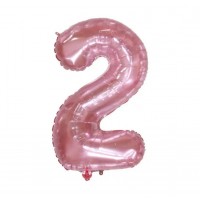 Folinis balionas-skaičius 2, rausvas, skaidrus (82cm)