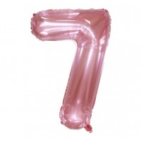 Folinis balionas-skaičius 7, rausvas, skaidrus (82cm)