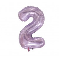 Folinis balionas-skaičius 2, alyvinis, skaidrus (82cm)