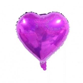 Širdelė ryškiai rožinė, holografinis folinis balionas (46cm)