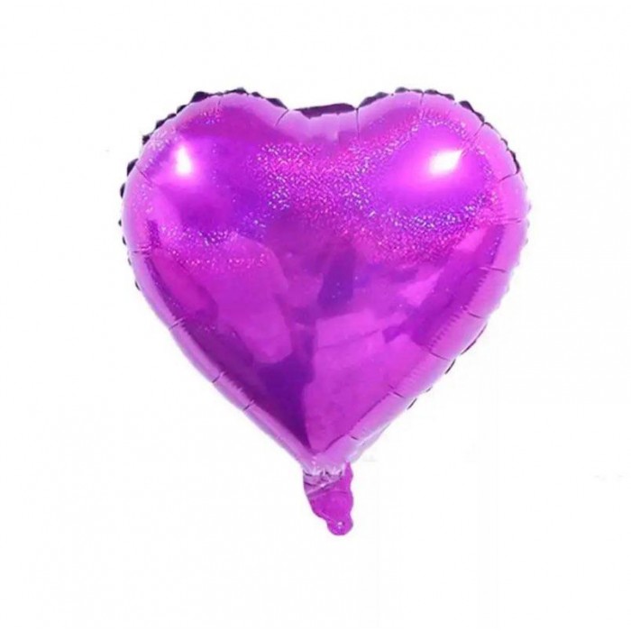 Širdelė ryškiai rožinė, holografinis folinis balionas (46cm)