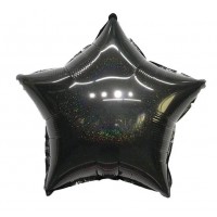 Žvaigždutė juoda, holografinis folinis balionas(46cm)