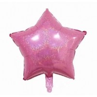 Žvaigždutė ryškiai rožinė, holografinis folinis balionas(46cm)