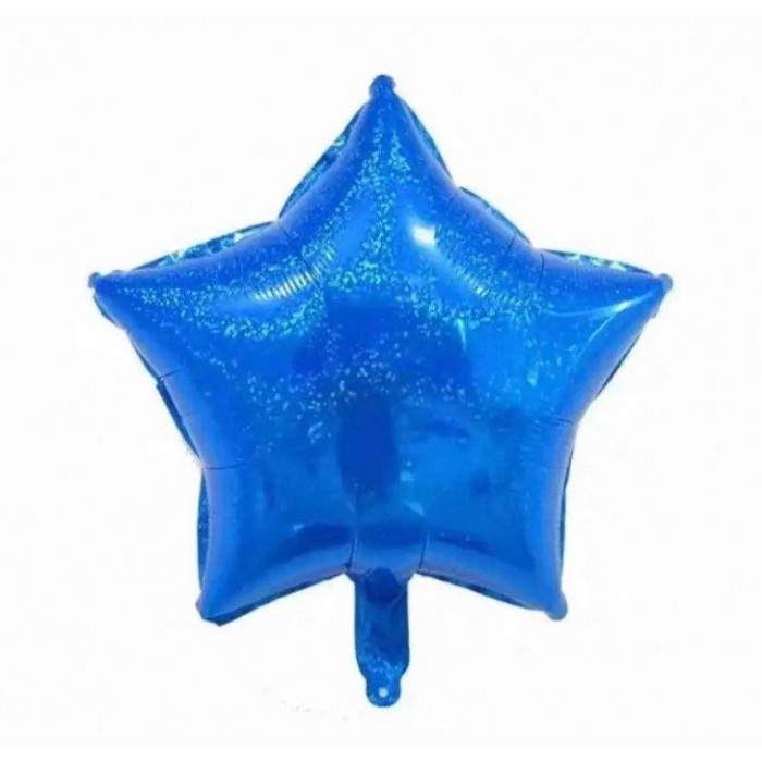 Žvaigždutė mėlyna, holografinis folinis balionas(46cm)