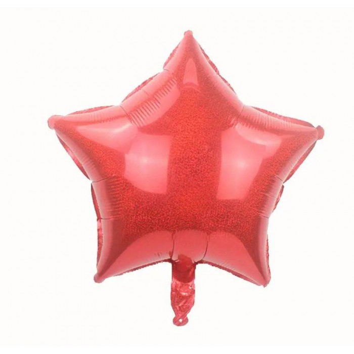 Žvaigždutė raudona, holografinis folinis balionas(46cm)