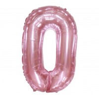 Folinis balionas-skaičius 0, rausvas, skaidrus (82cm)