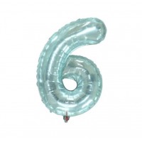 Folinis balionas-skaičius 6, melsvas, skaidrus (82cm)