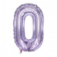 Folinis balionas-skaičius 0, alyvinis, skaidrus  (82cm)