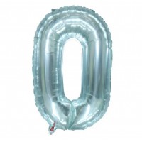 Folinis balionas-skaičius 0, melsvas, skaidrus (82cm)