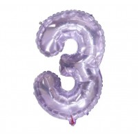 Folinis balionas-skaičius 3, alyvinis, skaidrus (86cm) Folinis balionas-skaičius 3, alyvinis, skaidrus (86cm)
