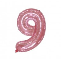 Folinis balionas-skaičius 9, rausvas, skaidrus (86cm)