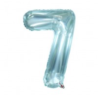 Folinis balionas-skaičius 7, melsvas, skaidrus (82cm)