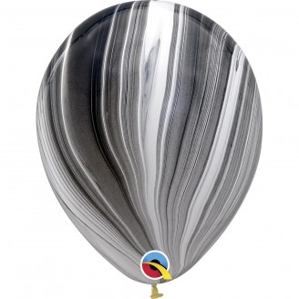 Guminiai balionai "Marmuriniai" juodi (3vnt, 28cm)