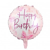 Folinis ovalus balionas rožinis happy birthday (46cm)