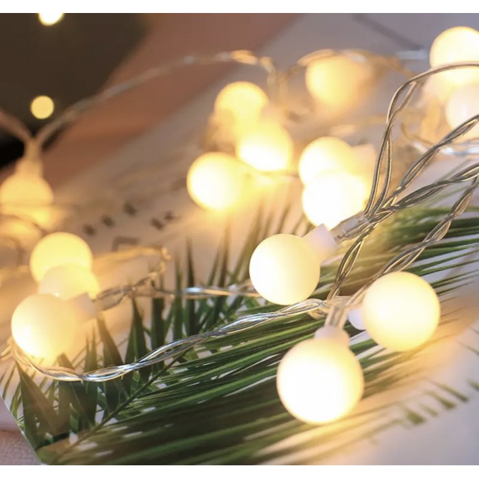 Kalėdinės lemputės balti burbuliukai (1,5m, 10vnt)