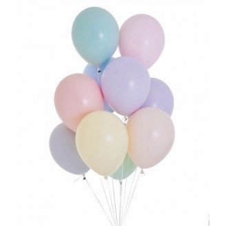 Helio balionų puokštė, pastelinių spalvų (10vnt)