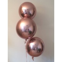 Helio folinių balionų puokštė, rožinis auksas  (3vnt)