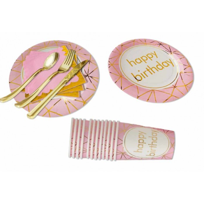 Rinkinys rožinis "Happy birthday" (40vnt) Rinkinys rožinis "Happy birthday" (40vnt)