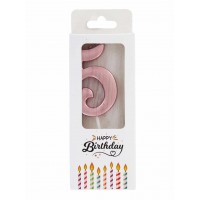 Žvakutė skaičius 5, rožinio aukso (8cm)