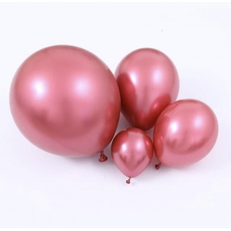 Chrominiai dideli balionai, bordo (3vnt, 48cm)