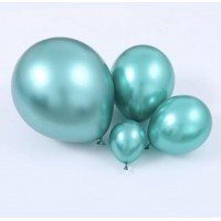 Chrominiai dideli balionai, žali (3vnt, 48cm)