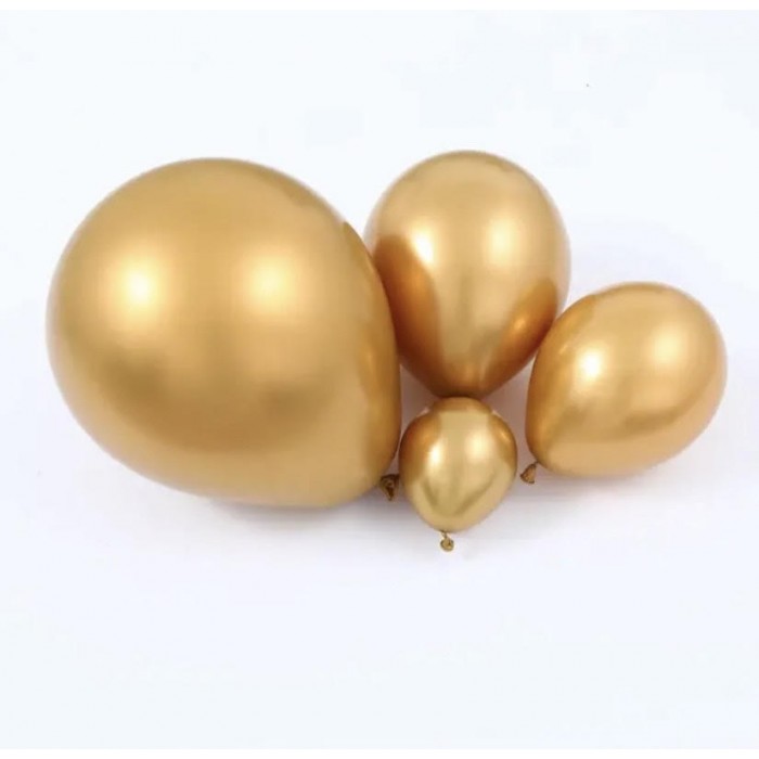 Chrominiai dideli balionai, auksiniai (3vnt, 48cm)