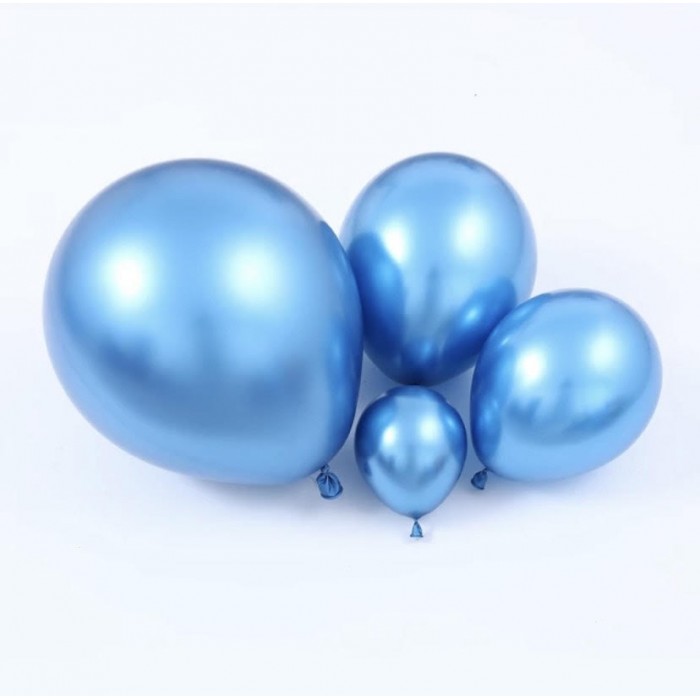 Chrominiai dideli balionai, mėlyni (3vnt, 48cm)