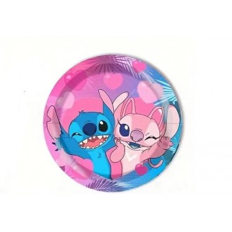 Lėkštutės melsvai-rožinės "Stitch” (23cm*10vnt)