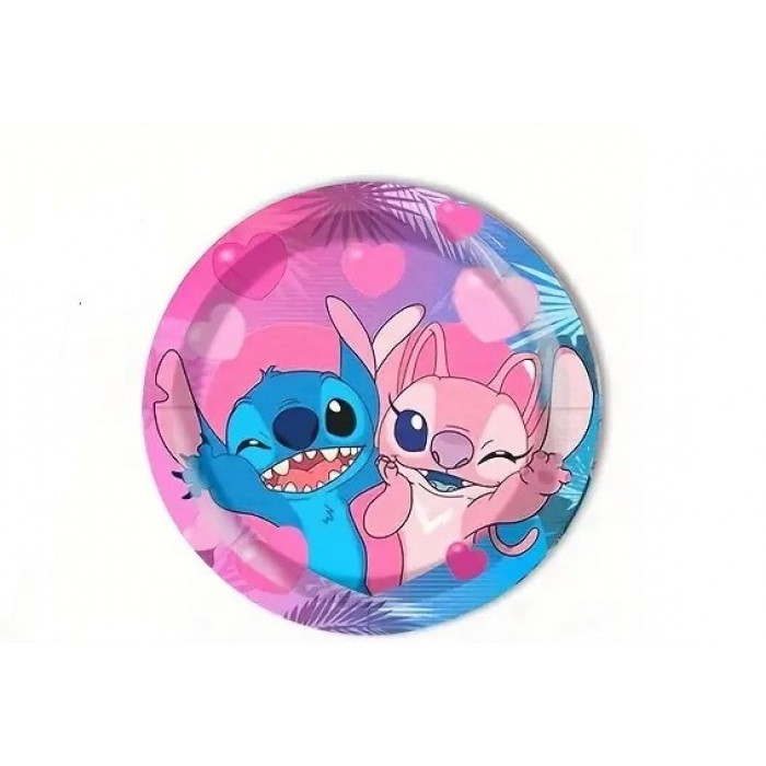 Lėkštutės melsvai-rožinės "Stitch” (23cm*10vnt) Lėkštutės melsvai-rožinės "Stitch” (23cm*10vnt)