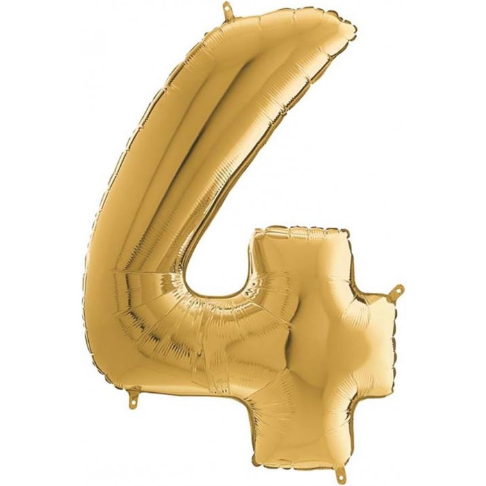 Folinis balionas-skaičius 4, tamsiai auksinis (66cm) Folinis balionas-skaičius 4, tamsiai auksinis (66cm)