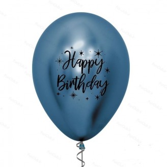 Chrominis balionas "Happy birthday", mėlynas (30cm)