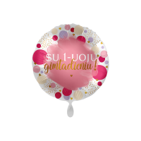 Folinis balionas "Su 1-uoju gimtadieniu", rožinis (43cm)
