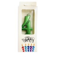 Žvakutė skaičius 4, žalias (8cm)