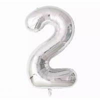 Folinis balionas-skaičius 2, sidabrinis (82cm)