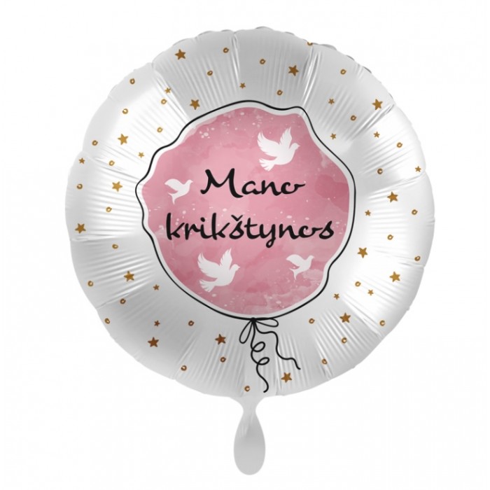 Folinis balionas “Mano krikštynos”, rožinis (43cm)