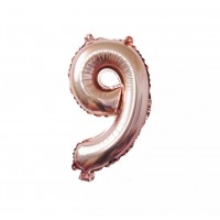 Folinis balionas-skaičius 9, rožinio aukso(82cm)