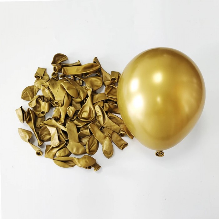 Chrominiai maži balionai, auksiniai (20vnt, 13cm)