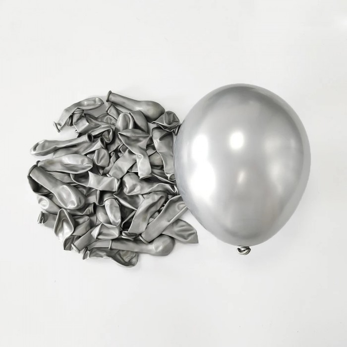 Chrominiai maži balionai, sidabriniai (20vnt, 13cm)