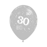 Balionas su skaičiumi 30, sidabrinis (30cm) Balionas su skaičiumi 30, sidabrinis (30cm)