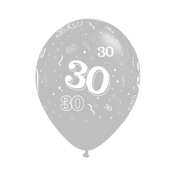 Balionas su skaičiumi 30, sidabrinis (30cm)
