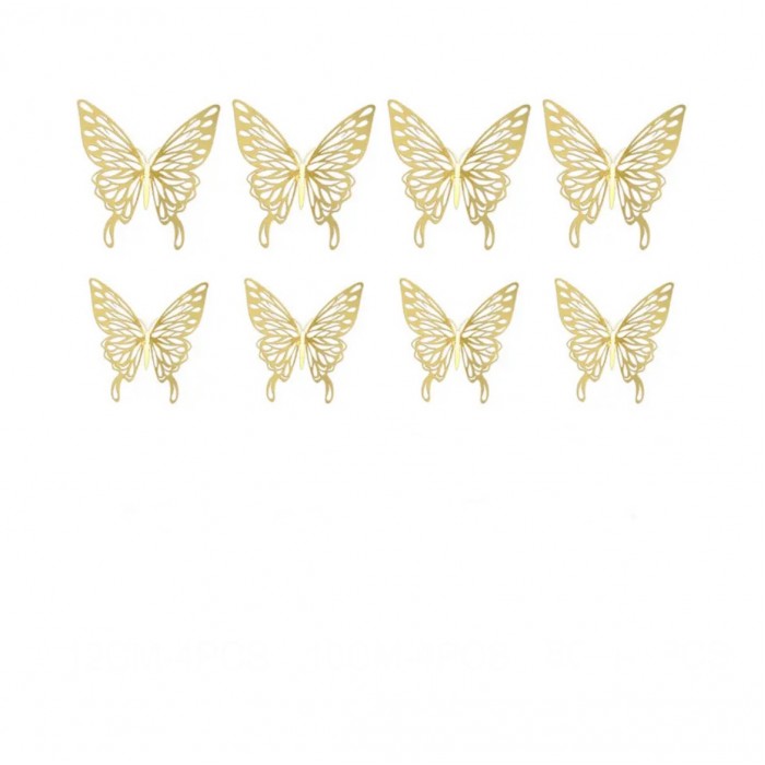 Dekoracija auksiniai "Drugeliai" (12vnt) Dekoracija auksiniai "Drugeliai" (12vnt)