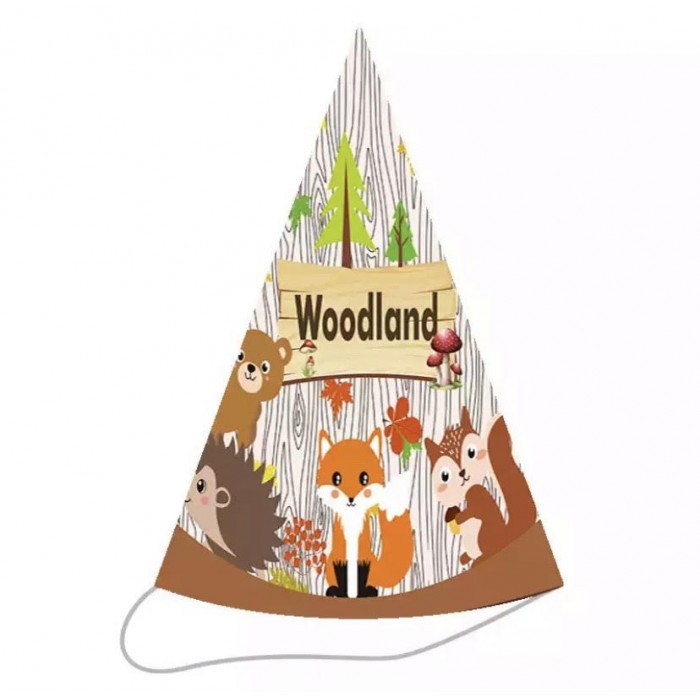 Gimtadienio kepurėlės "Miško gyvūnėliai Woodland" (8vnt)