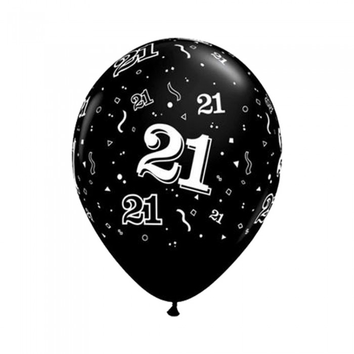 Balionas su skaičiumi 21, juodas (30cm)