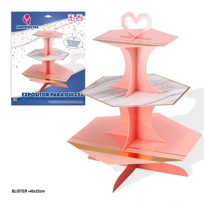 Padėklas-stovas keksiukams-užkandžiams, persikinis (30*35cm) Padėklas-stovas keksiukams-užkandžiams, persikinis (30*35cm)