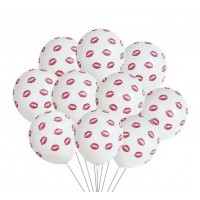 Balti balionai su raudonomis lūpomis (5vnt, 30cm) Balti balionai su raudonomis lūpomis (5vnt, 30cm)