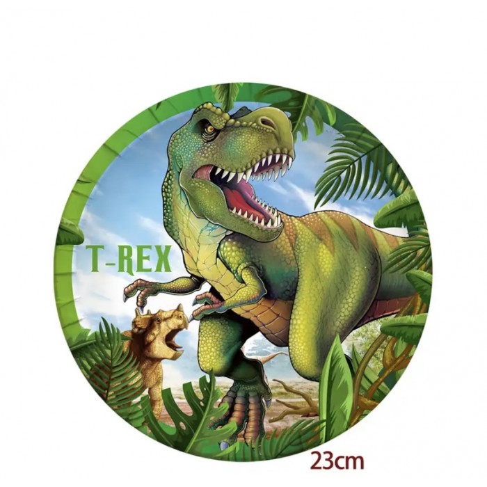 Lėkštutės “Dinozaurai T-Rex” (10vnt, 23cm)