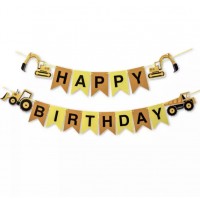 Girlianda su eskavatoriais “Happy birthday”