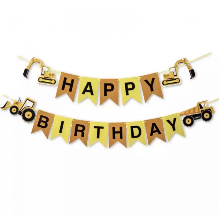 Girlianda su eskavatoriais “Happy birthday”